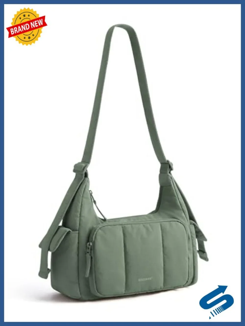 Small Quilted Crossbody Hobo Bag for Women - Water-Resistant Nylon, Adjustable